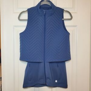 Sweaty Betty Women’s Dusty Blue Zip Up Fast Track Running Vest, XS